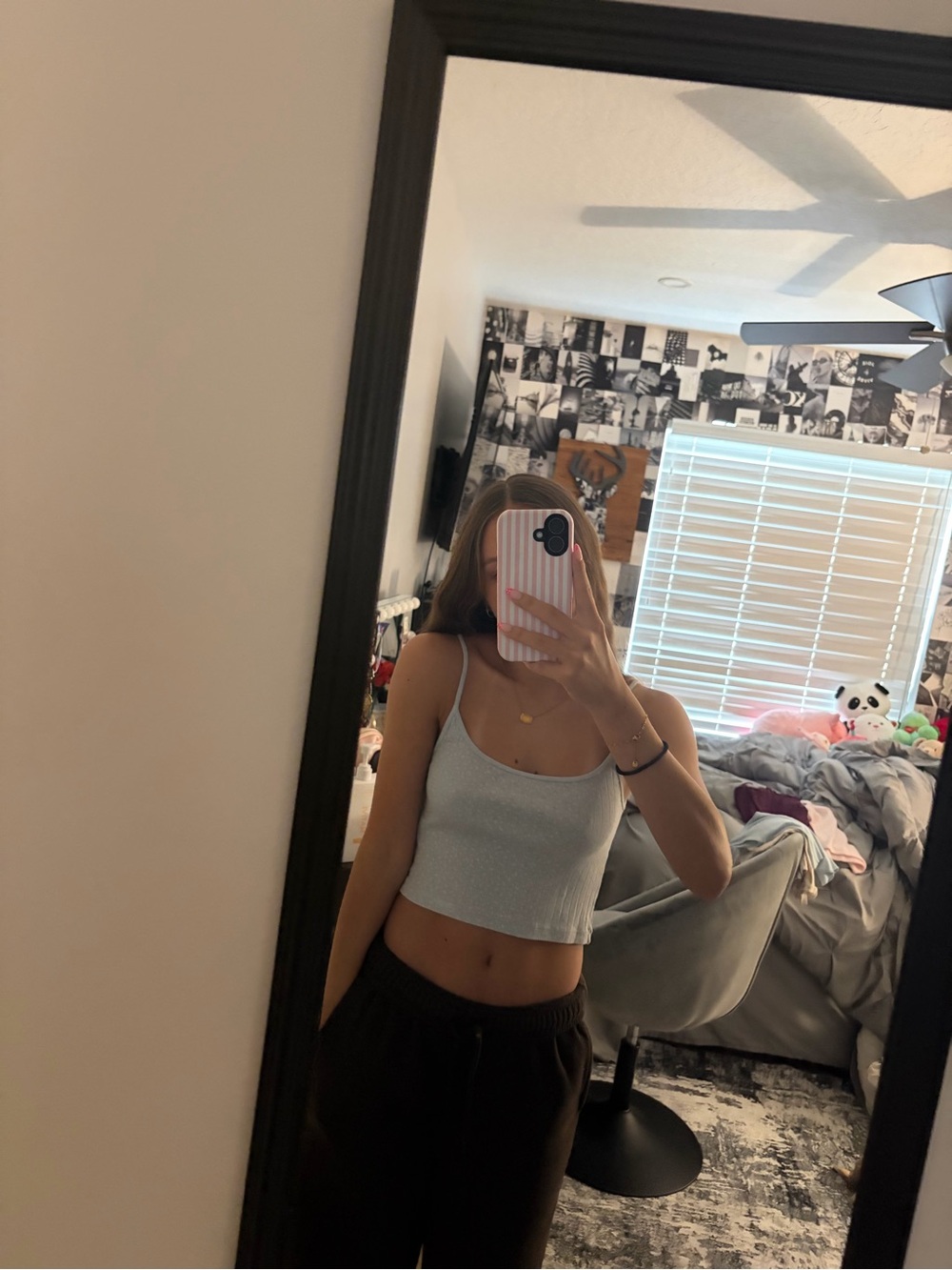 Brandy Melville Light Blue Ribbed Cropped Cami